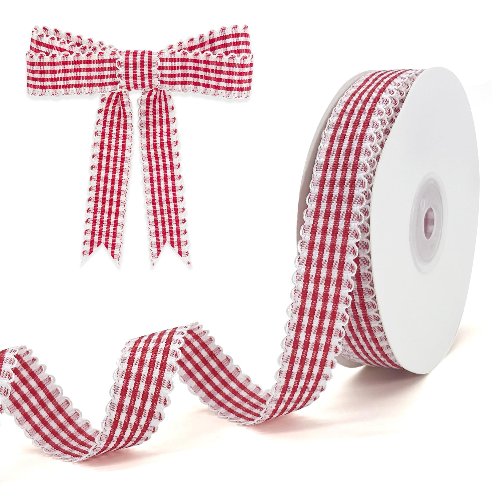 HASTHIP® Gingham Plaid Ribbon - 1cm x10 Yards Checked Ribbon for Gift Wrapping, Flower Bouquets, Wreaths - Christmas Home & Party Decor Craft Ribbons HASTHIP® Gingham Plaid Ribbon - 1cm x10 Yards Checked Ribbon for Gift Wrapping, Flower Bouquets, Wreaths - Christmas Home & Party Decor Craft Ribbons